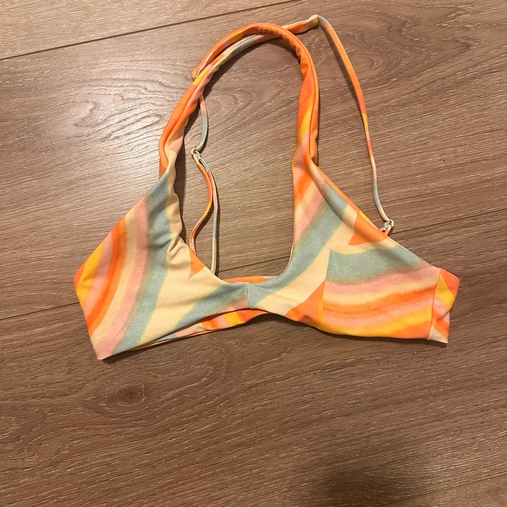 Skatie Orange Pink Wave Bikini Top